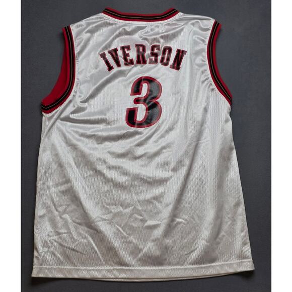 Vintage Philadelphia 76ers Allen Iverson Reebok Jersey Youth XL Sixers NBA Swing - Picture 8 of 10